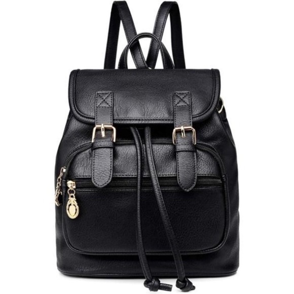 cute black leather backpack purse cheap Lockable by Roma Leathers you can feel more at ease outdoors Mini Backpack Leather Black Gold